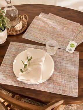 Food Network Woven Vinyl Placemat Set of 4 NWT Multicolor 13x19